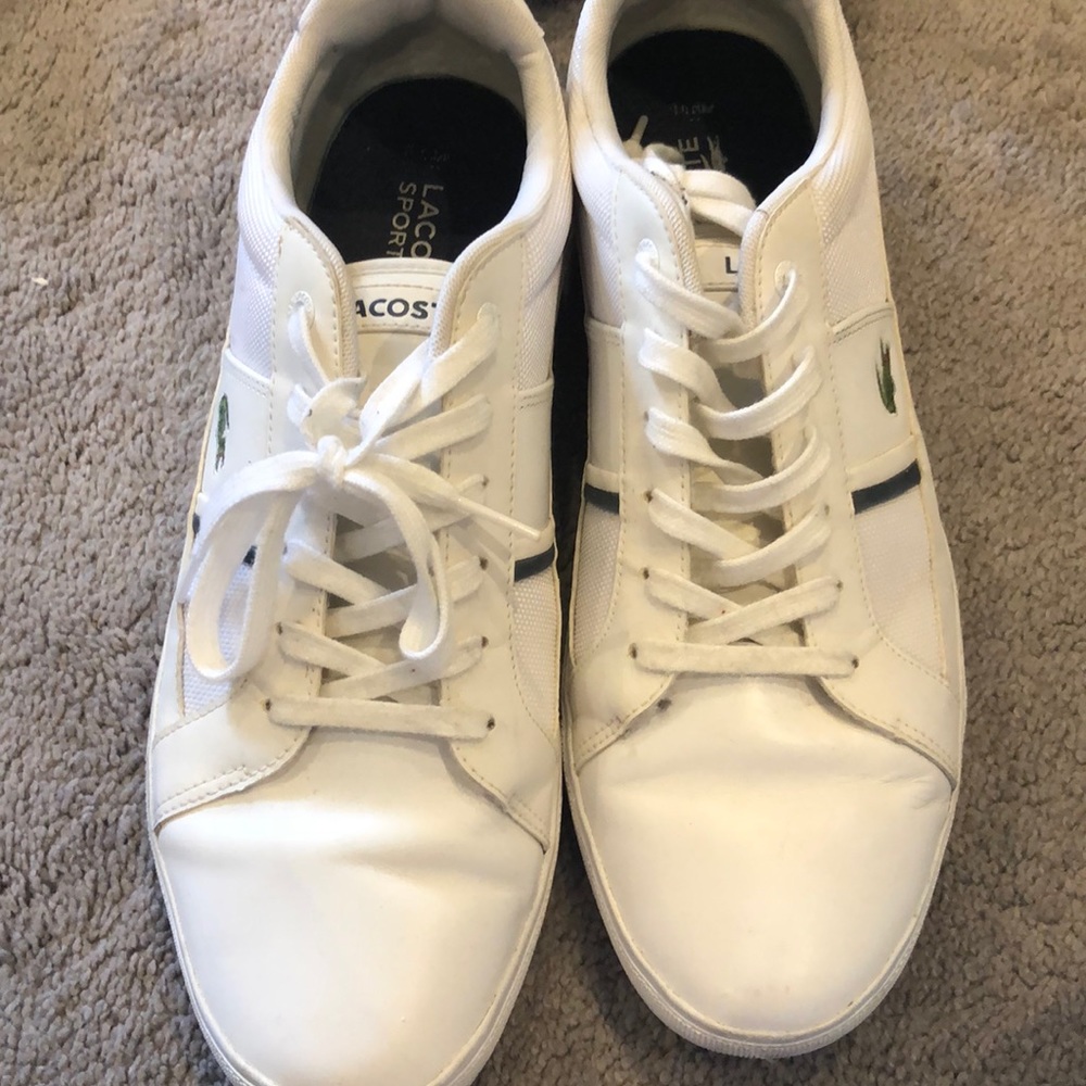 Gently used Lacoste white sneakers